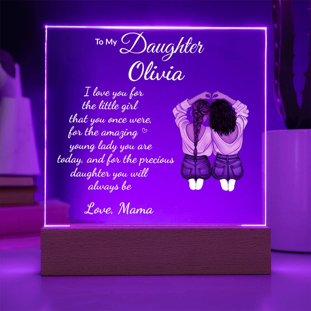 Personalized Acrylic Plaque with LED Base, Customizable Gift for Daughter, Premium Acrylic Nite Light