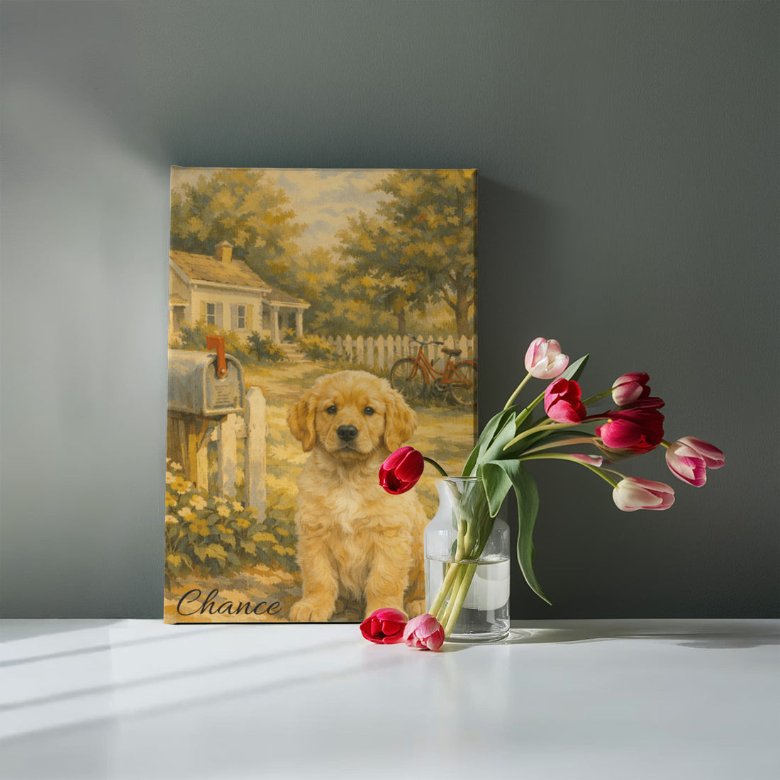 Custom Pet Illustrated Portrait from Photo, Vintage Americana Wall Art, Personalized Pet or Family Illustration, Wrapped Canvas