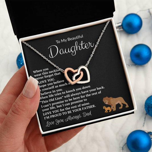 Interlocking Hearts Necklace Gift for Daughter, Heart Pendant Necklace