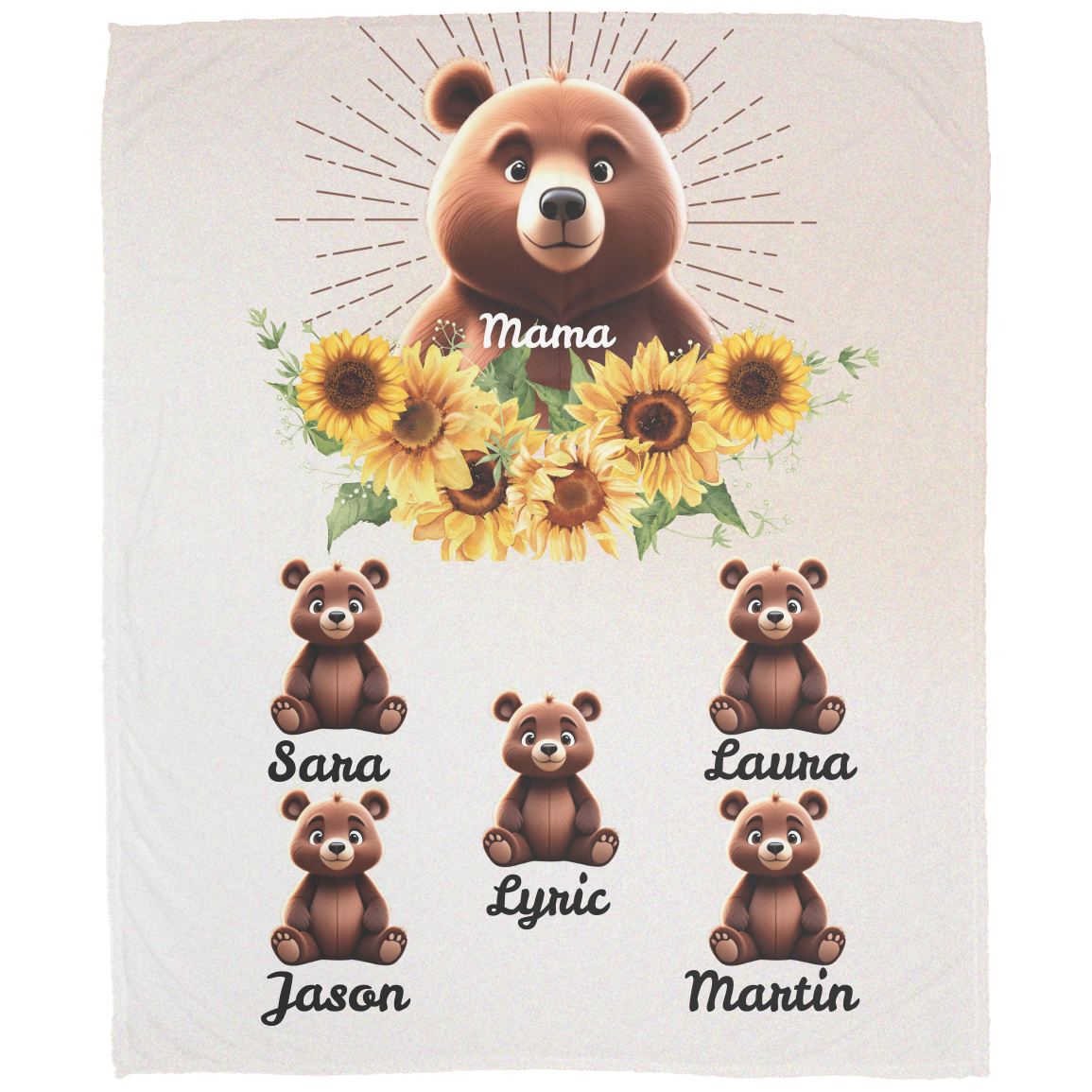 Gift for Mom Blanket: Mother's Day Present from Kids, Mama Bear Plush Fleece Blanket - 50x60