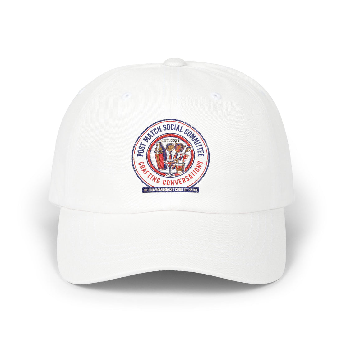 Post Match Social Committee – Comfort Colors Graphic Tee & Matching Dad Cap with Est. Group Year Personalization