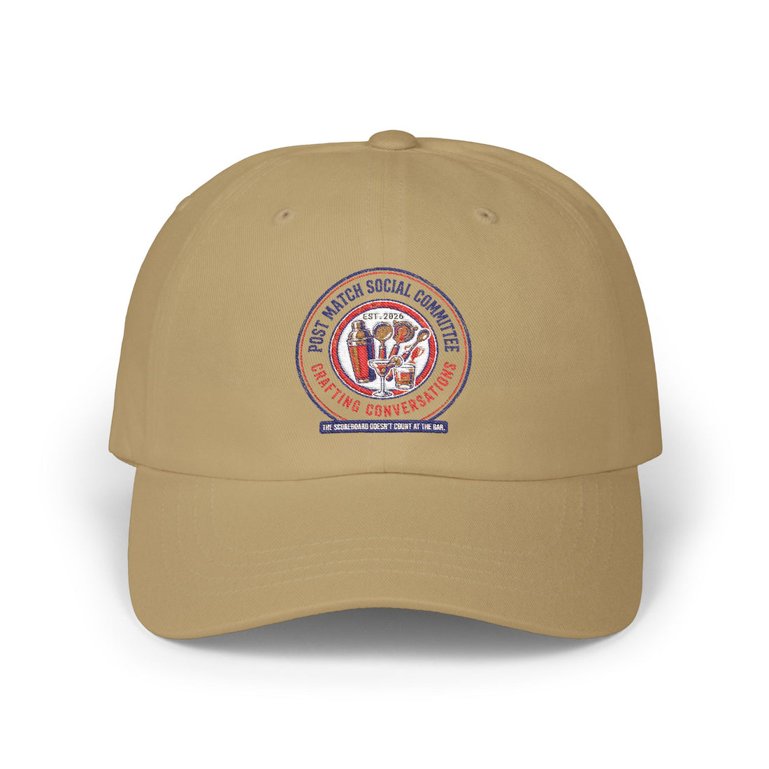 Post Match Social Committee – Comfort Colors Graphic Tee & Matching Dad Cap with Est. Group Year Personalization