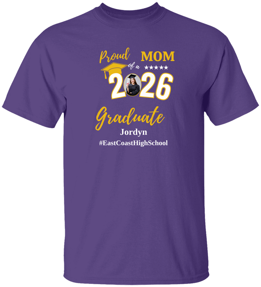 Proud Mom of a 2026 Graduate Shirt, Personalized Graduation Mom/Dad T-Shirt with Photo, Senior Mom/Dad Gift, Custom Graduate Name School Shirt