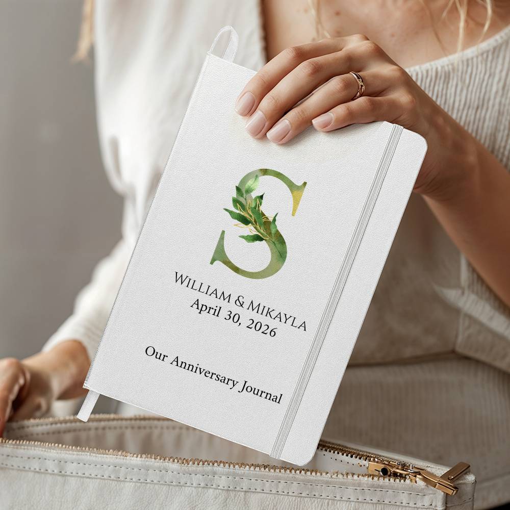 Personalized Anniversary Journal for Couples – Custom Initial & Names Journal – Romantic Keepsake Gift for Him or Her