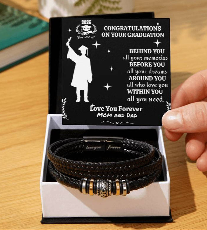 Personalized To My Son "Congrats on Your Graduation Day" Men's Love You Forever Bracelet