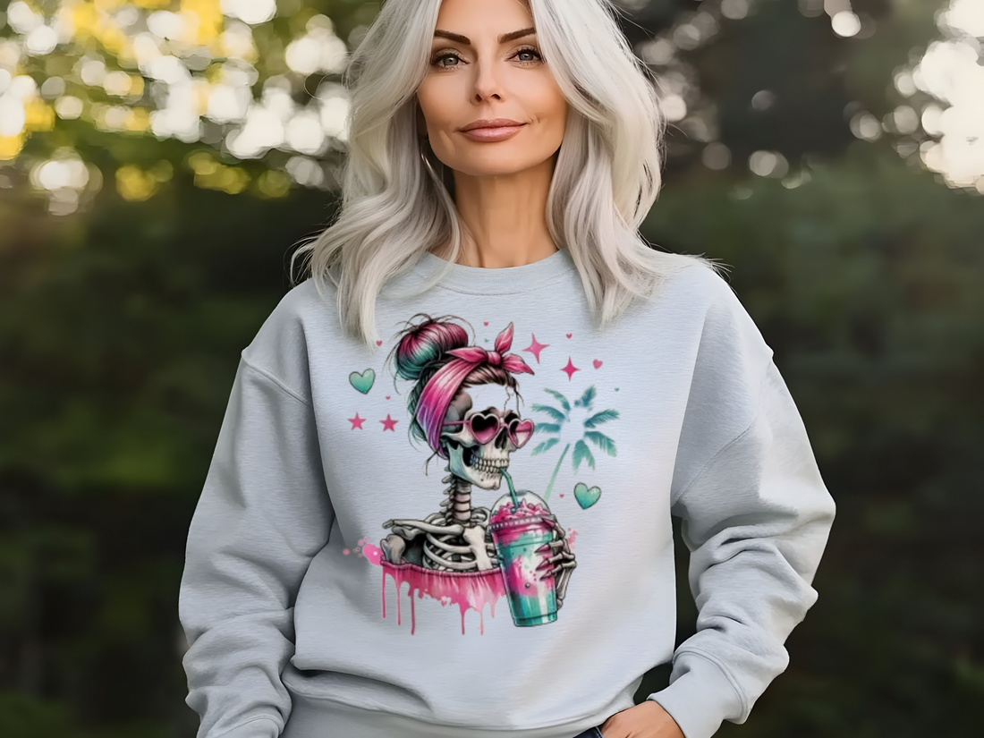 Funky Skeleton Skull Print Sweatshirt - Soft & Stylish