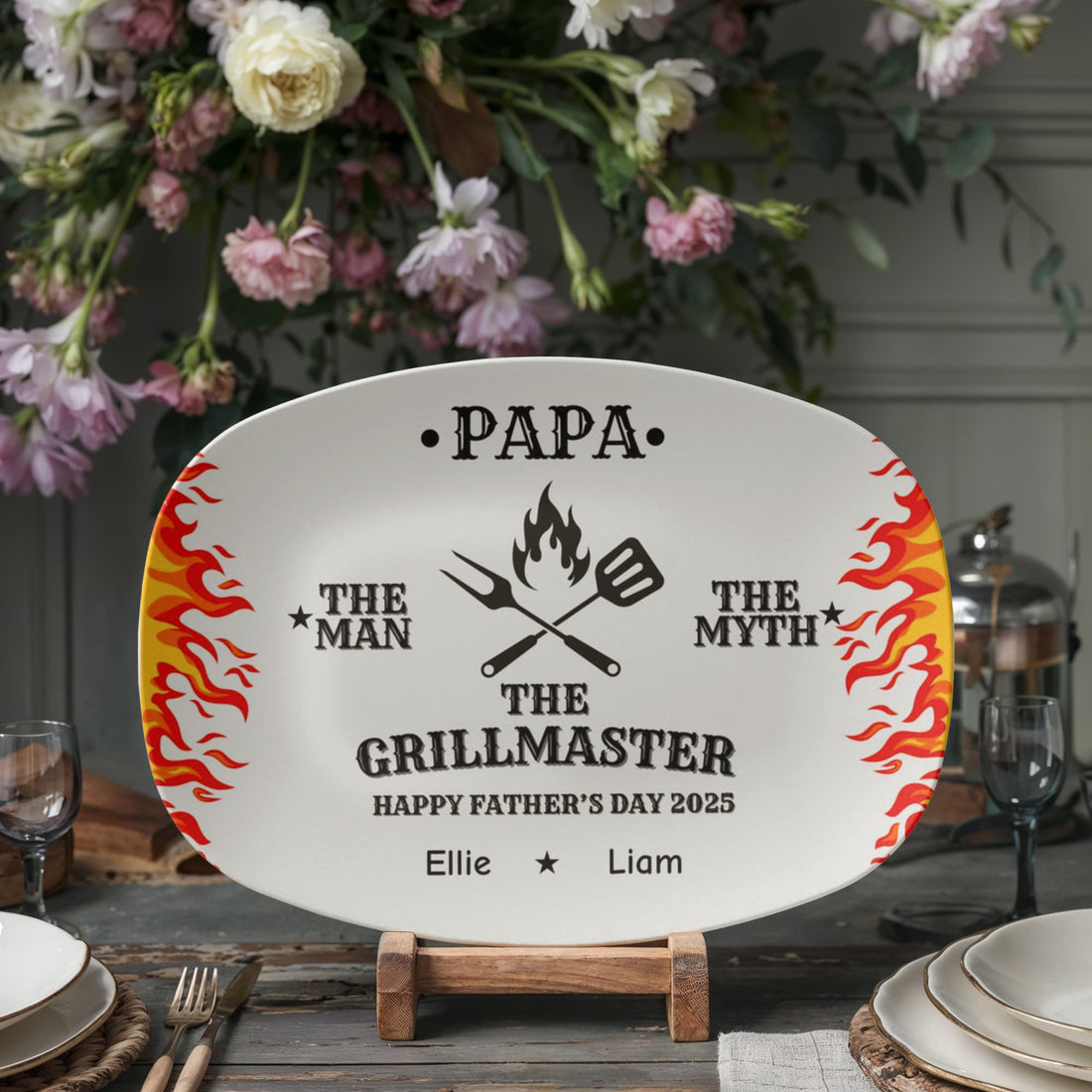 BBQ Grilling Personalized Plate, Daddy's Grilling Plate for Father's Day, Custom Gift for Him