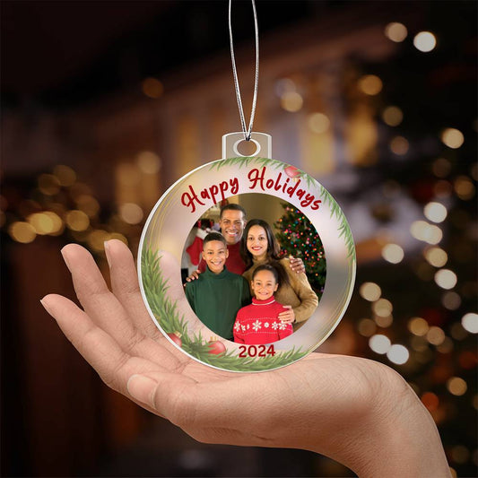 Personalized "Happy Holidays" Photo Acrylic Ornament!