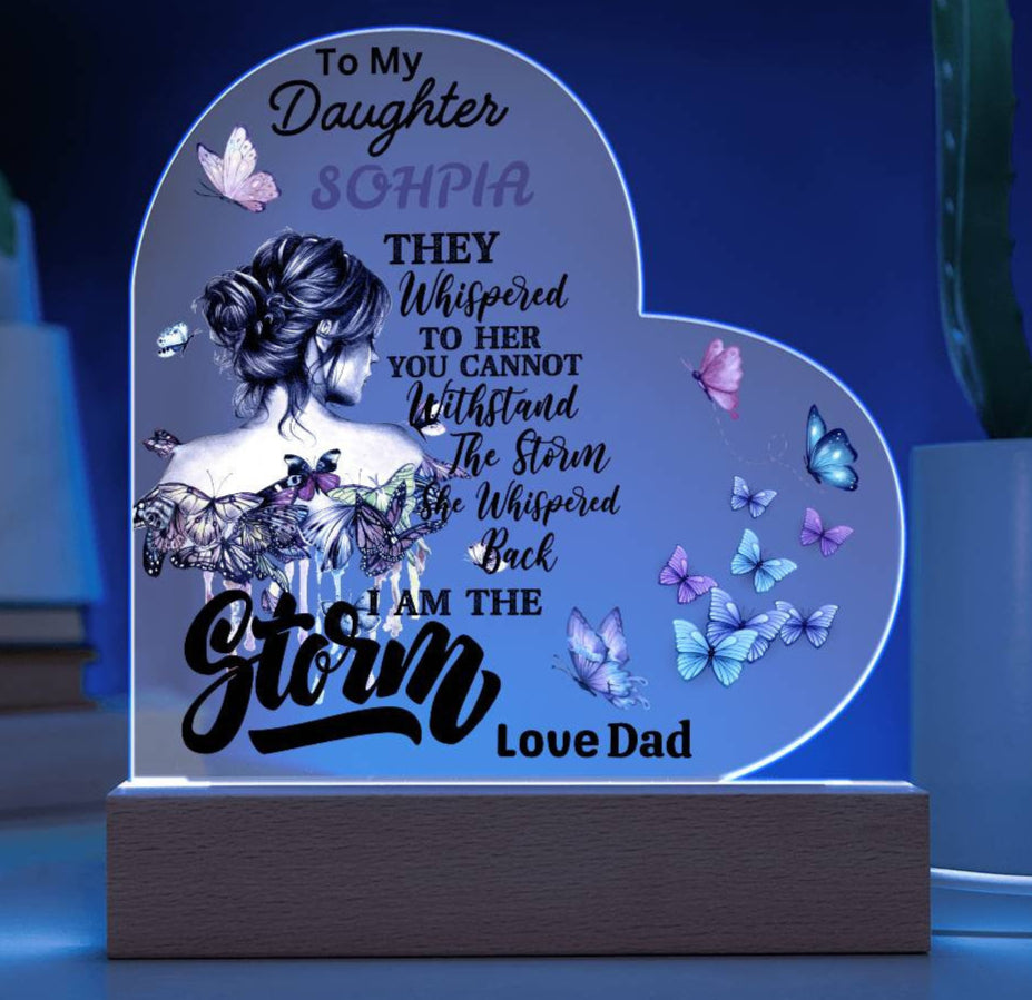 Personalized To My Badass Daughter Acrylic Nite Lite - Empowering Gift for Daughter from Dad or Mom