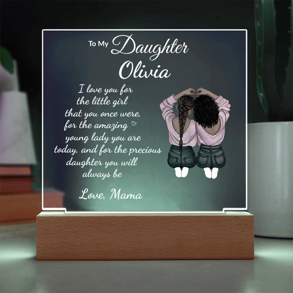 Personalized Acrylic Plaque with LED Base, Customizable Gift for Daughter, Premium Acrylic Nite Light
