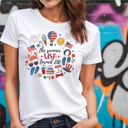 USA 250th Anniversary Shirt, Patriotic Summer T-Shirt, July 4th Celebration Tee, Independence Day Graphic, Red Cotton Tee