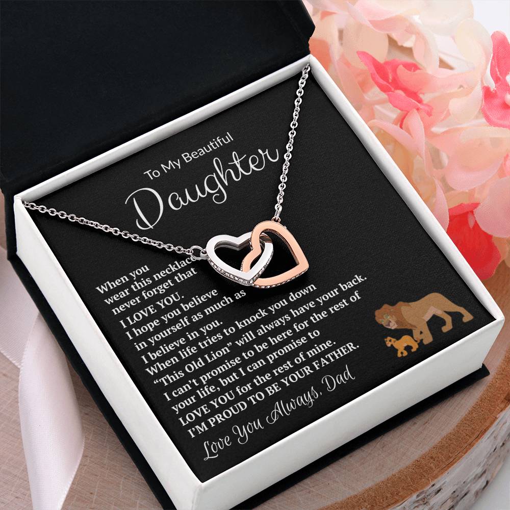 Interlocking Hearts Necklace Gift for Daughter, Heart Pendant Necklace