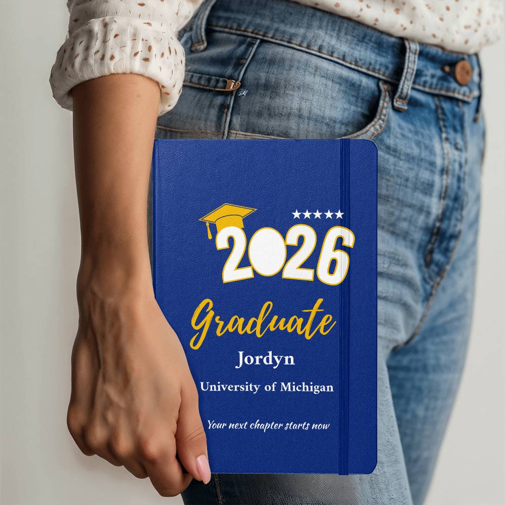 Personalized Graduation Journal – Custom Class of 2026 Notebook – Graduate Gift with Name & School – Senior Keepsake Ambassador Bound Journal