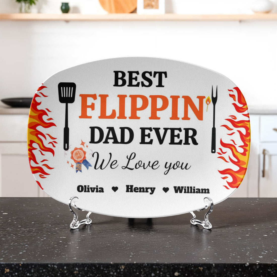 BBQ Grilling Personalized Plate, Daddy's Grilling Plate for Father's Day, Custom Gift for Him 10”x14” Platter