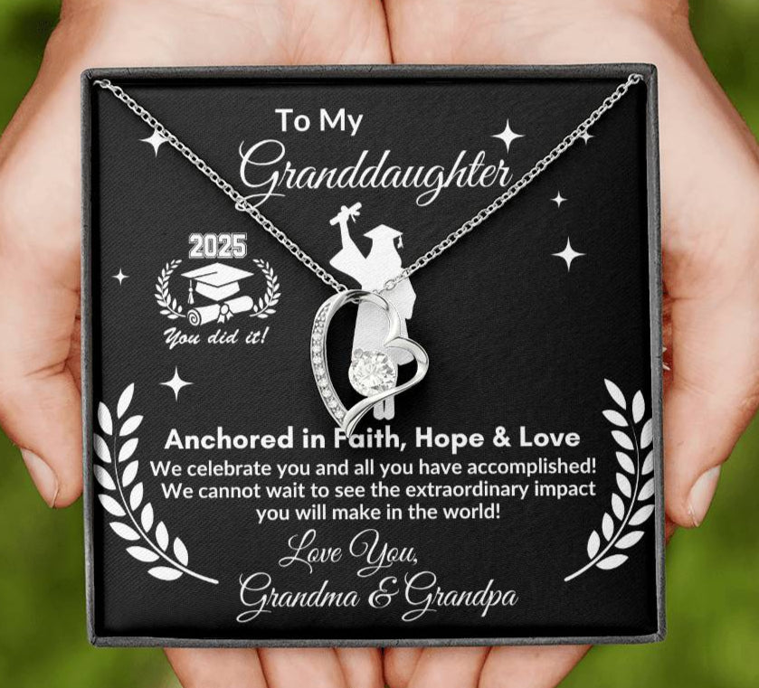 Personalized To My Granddaughter "2025 Graduate" Forever Love Necklace!