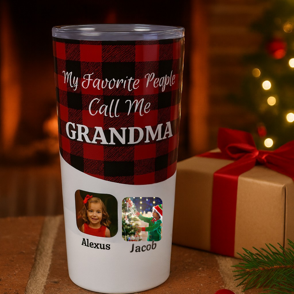 Personalized Grandparent Tumbler, Custom Photo Travel Mug, Grandparent Gift, Keepsake with Photos, Holiday Gift