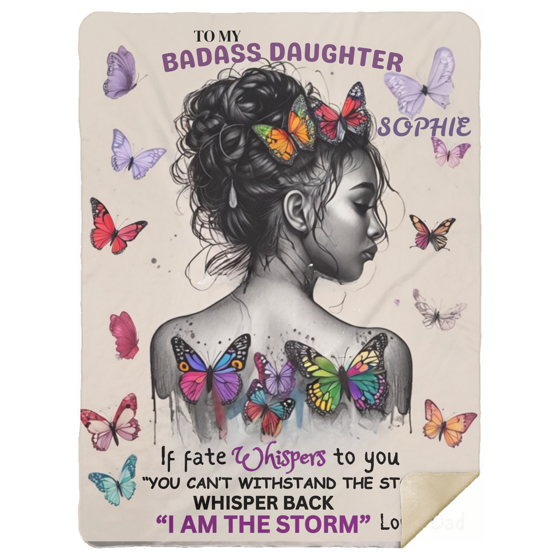 Personalized To My Badass Daughter Blanket - Empowering Gift For Daughter From Dad