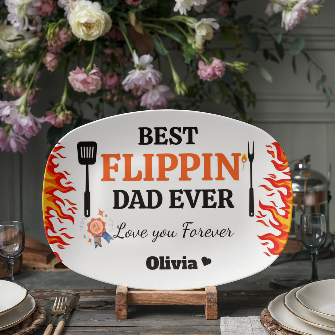BBQ Grilling Personalized Plate, Daddy's Grilling Plate for Father's Day, Custom Gift for Him 10”x14” Platter
