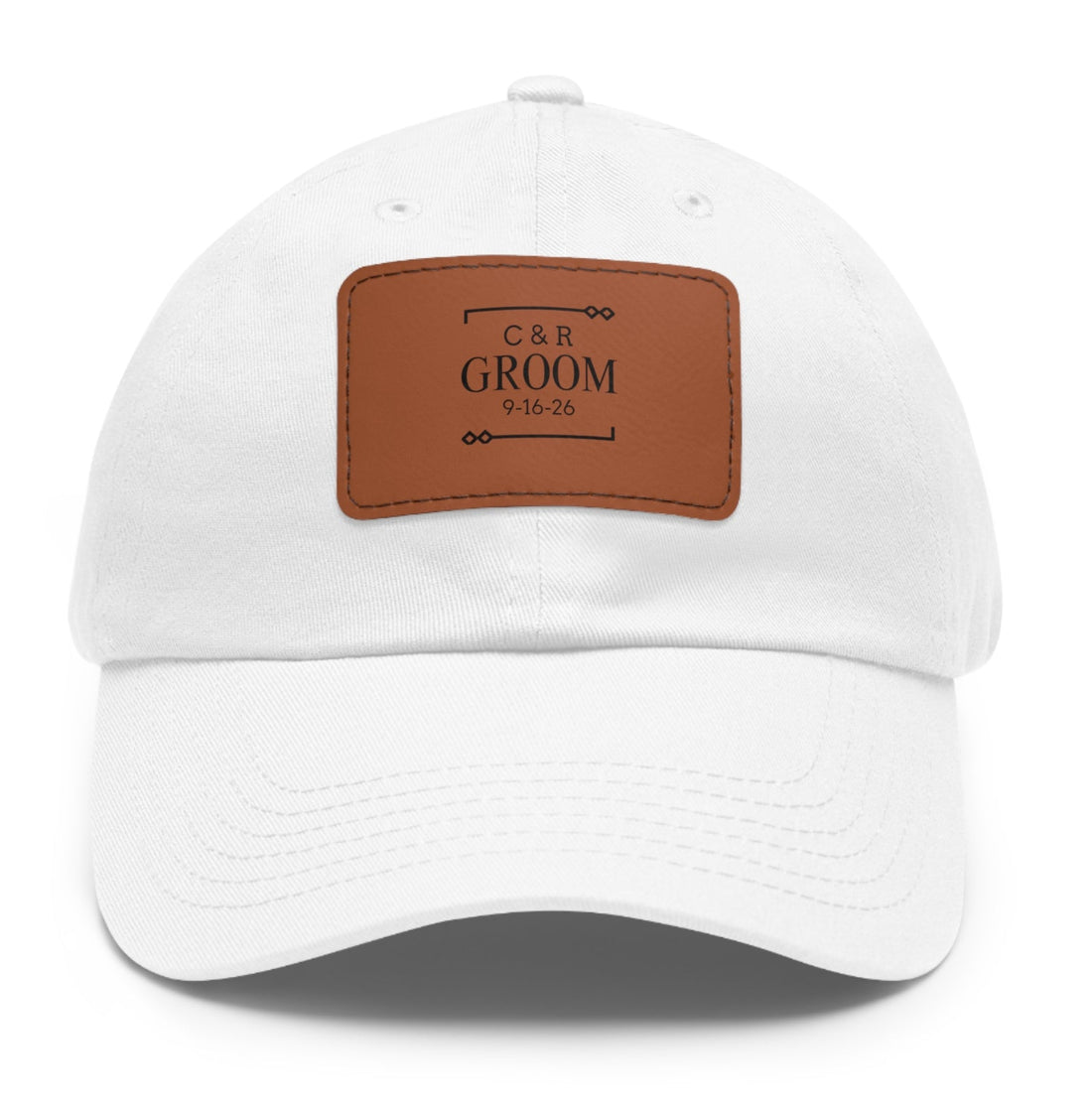 Personalized Dad Hat, Custom Faux Leather Patch Hat, Gift for Groom, Wedding Day Accessory, Unique Headwear for Men, Custom Date