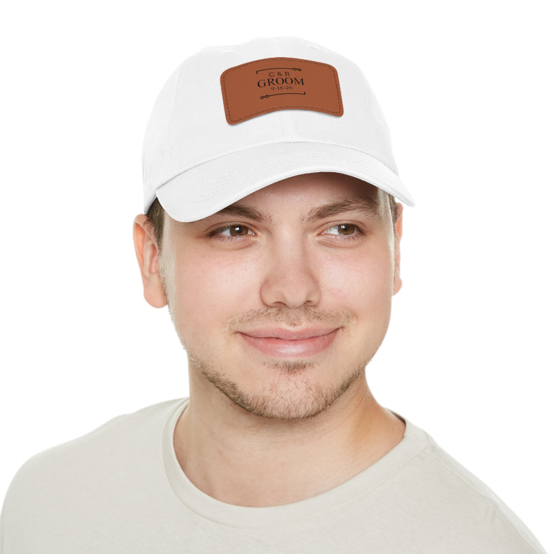 Personalized Dad Hat, Custom Faux Leather Patch Hat, Gift for Groom, Wedding Day Accessory, Unique Headwear for Men, Custom Date
