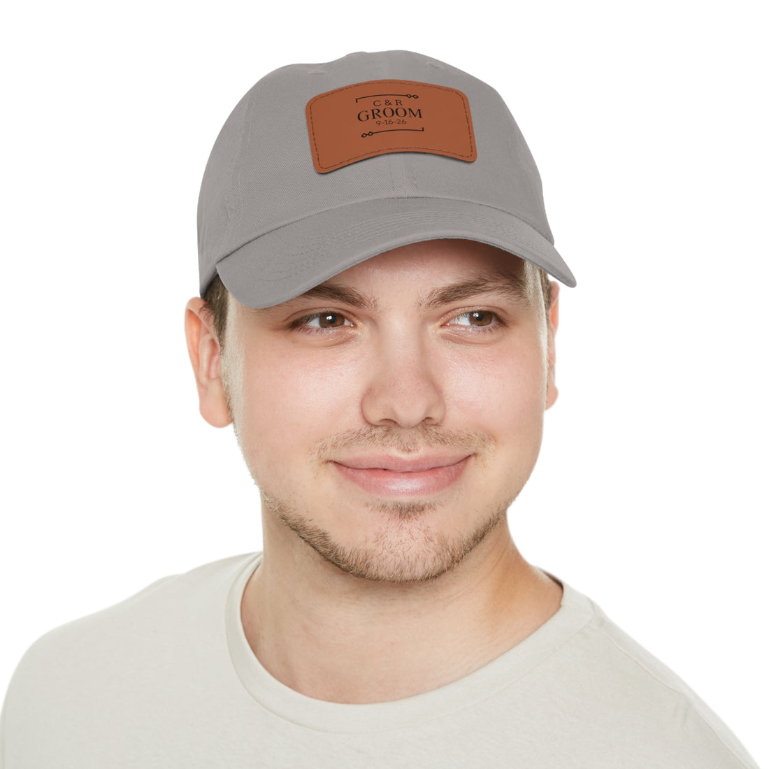 Personalized Dad Hat, Custom Faux Leather Patch Hat, Gift for Groom, Wedding Day Accessory, Unique Headwear for Men, Custom Date