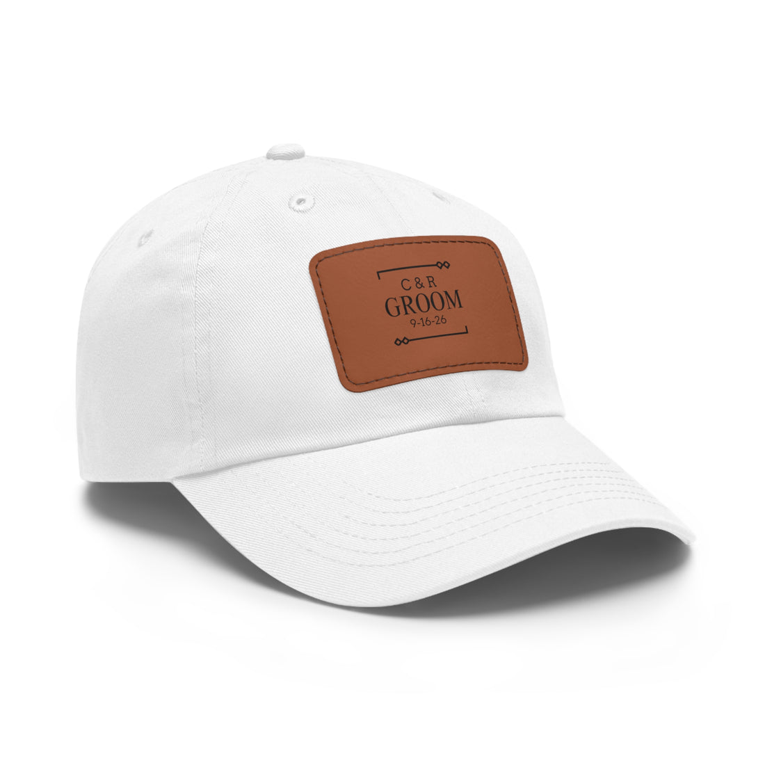 Personalized Dad Hat, Custom Faux Leather Patch Hat, Gift for Groom, Wedding Day Accessory, Unique Headwear for Men, Custom Date
