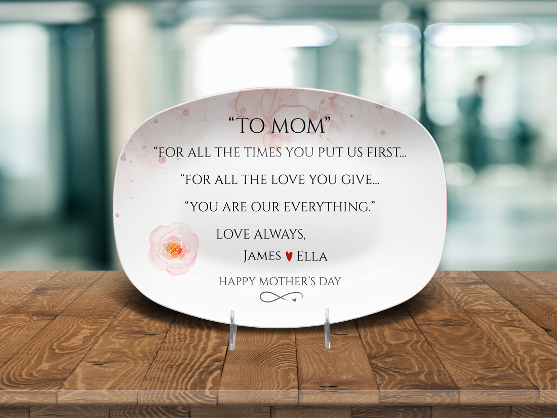 Personalized Mother’s Day Platter – Custom Mom Gift with Kids Names – “To Mom” Sentimental Keepsake Plate – Gift from Daughter or Son