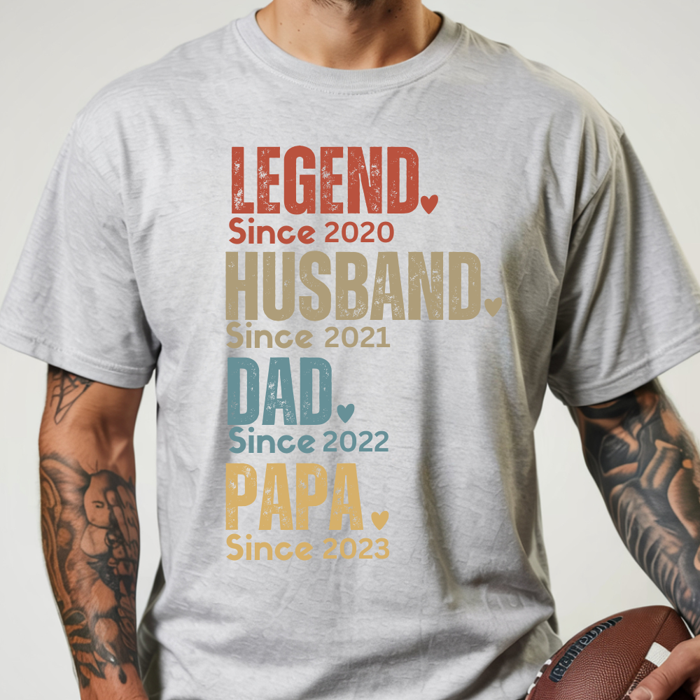 Personalized Dad Shirt, Custom Legend Husband Dad Papa Tee, Father's Day Gift for Dad, Unique Father's Tee, Dad Since 2020