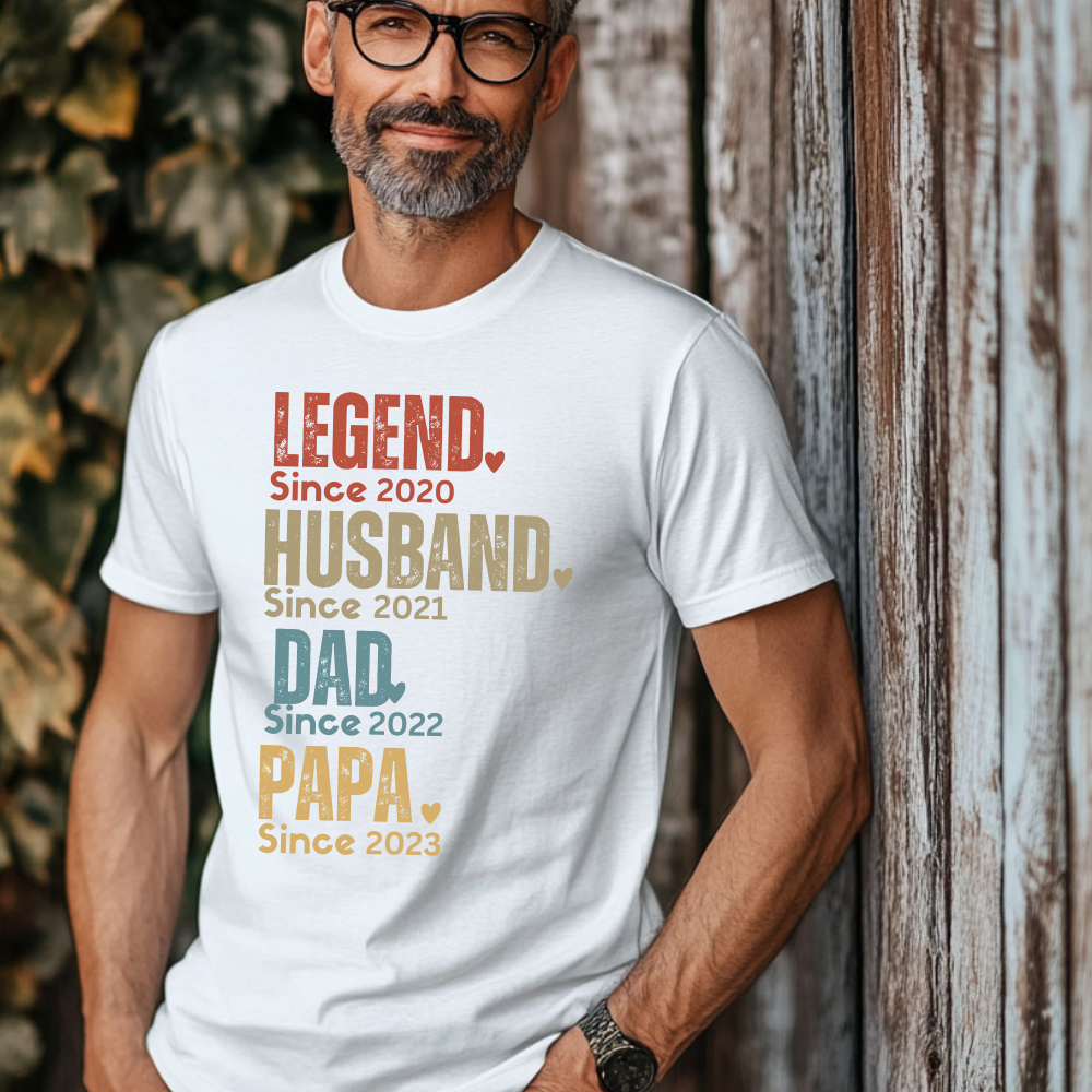 Personalized Dad Shirt, Custom Legend Husband Dad Papa Tee, Father's Day Gift for Dad, Unique Father's Tee, Dad Since 2020