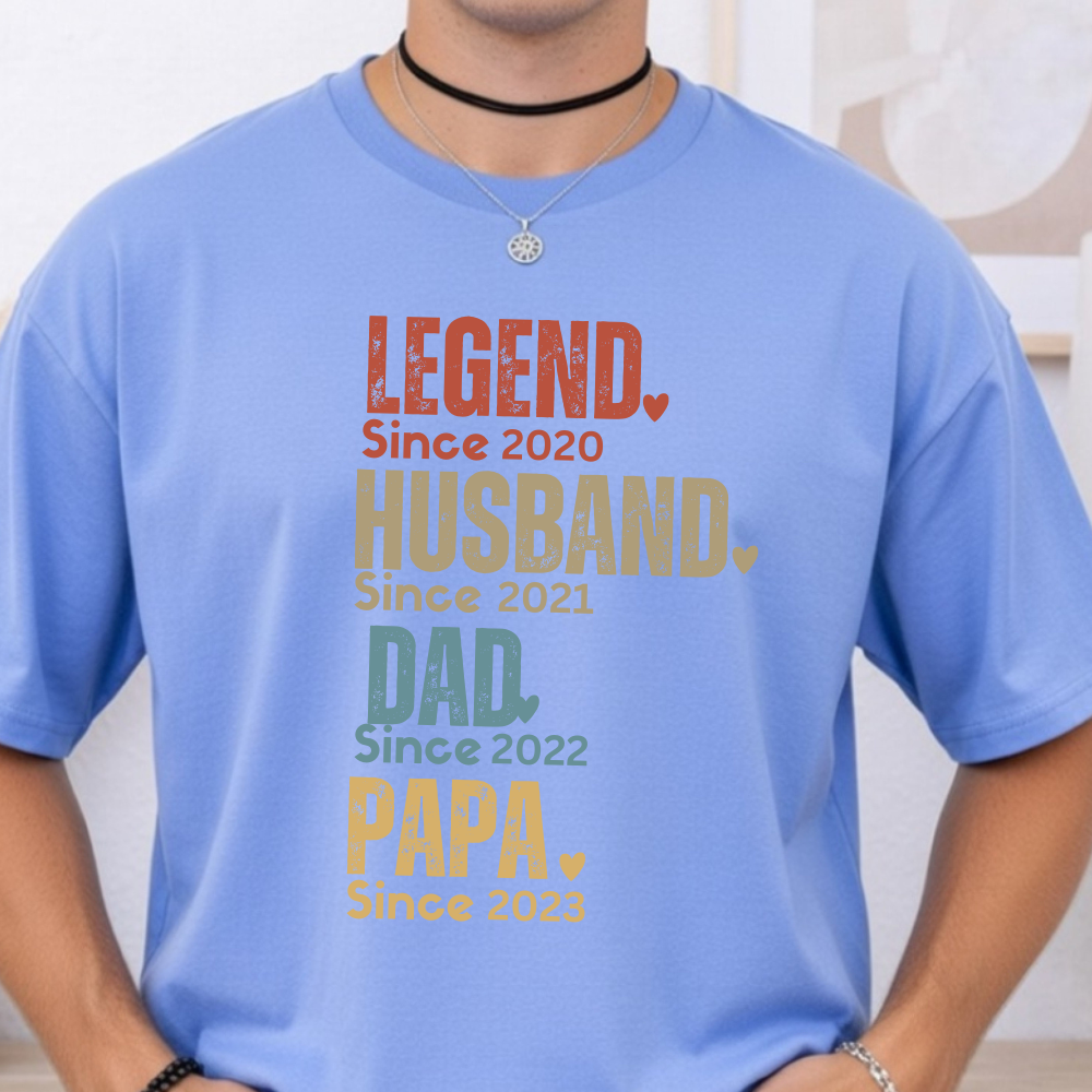 Personalized Dad Shirt, Custom Legend Husband Dad Papa Tee, Father's Day Gift for Dad, Unique Father's Tee, Dad Since 2020