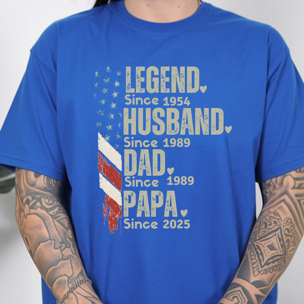 Papa Dad T-Shirt, The Man The Legend Tee, Gift for Papa, Personalized Father's Day Shirt, Birthday Gift for Dad, Men's Cotton Tee