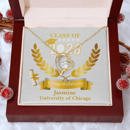 Personalized Graduation Necklace Gift for Her, Class of 2026 Senior Gift, Congrats Graduate Keepsake Necklace