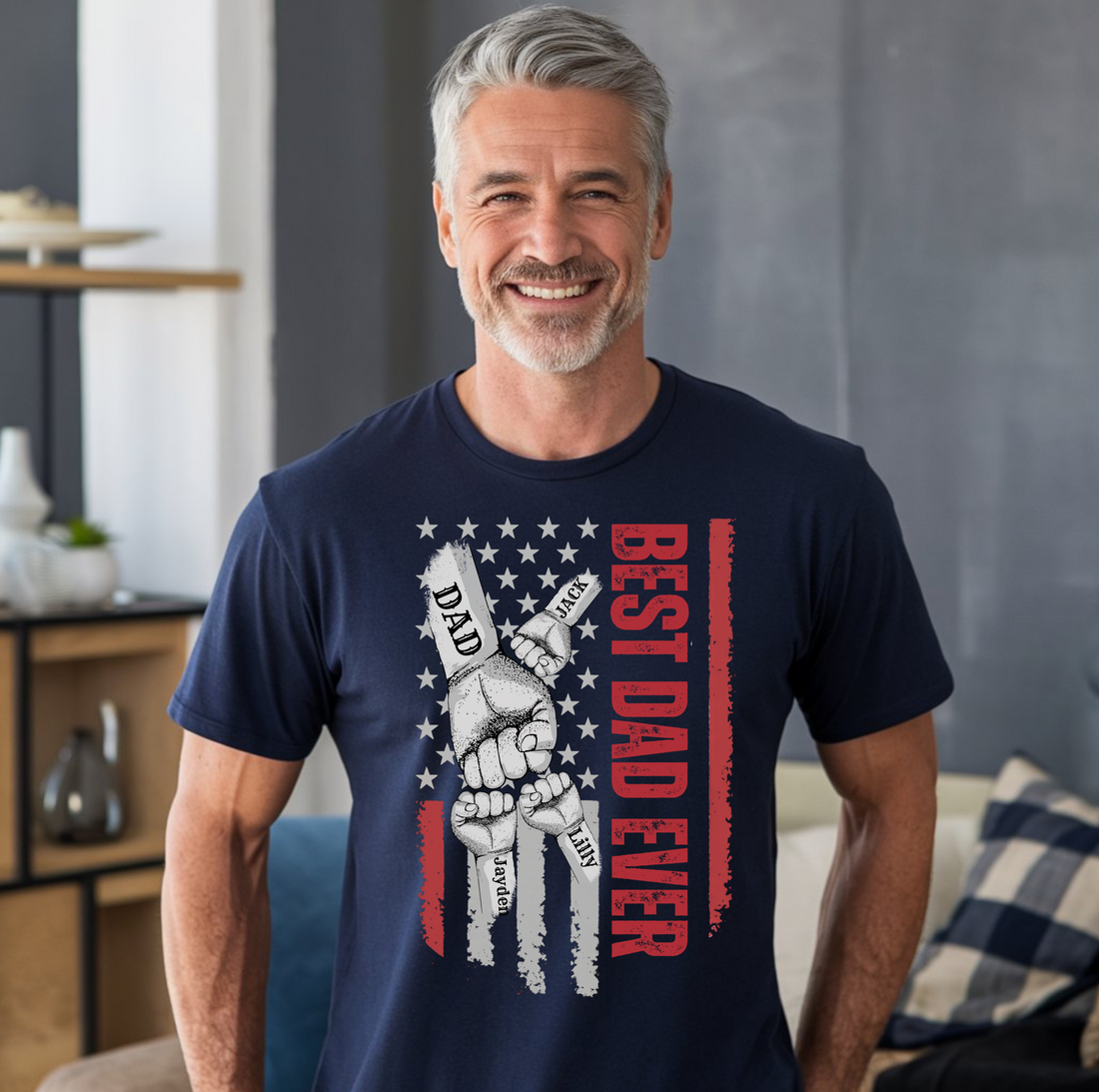 Personalized Best Dad Ever Raised Fist Bump Shirt!
