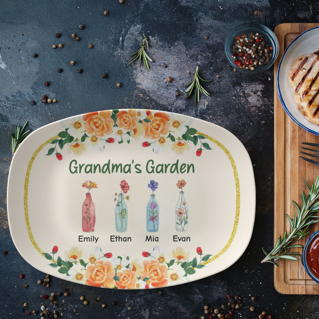 Grandma's Garden, Personalized Platter | Gift for Mimi | Gift from Kids