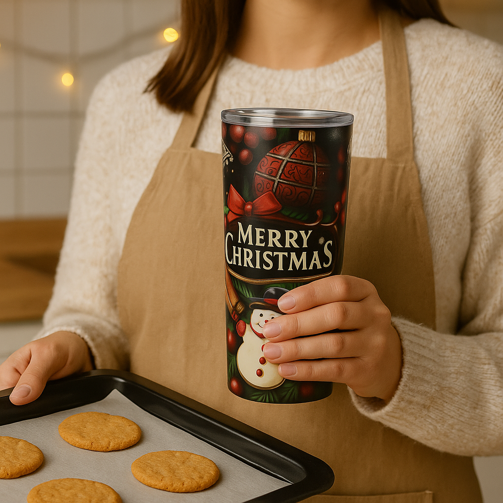 Christmas Tumbler, Merry Christmas Travel Mug, Holiday Gift, Insulated Coffee Cup, Snowman Mug, Christmas Ornament, Xmas Present