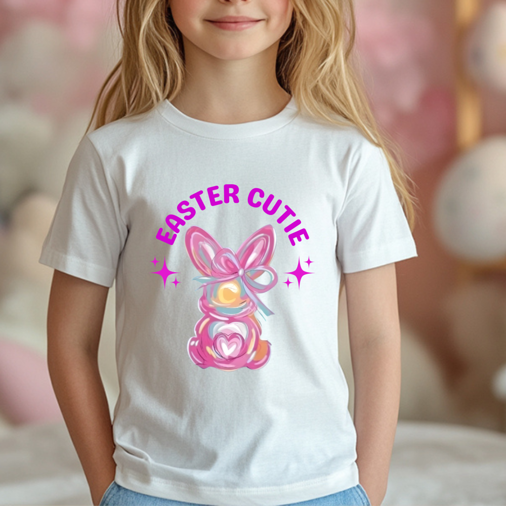 Girls Easter Bunny Shirt, Kids Easter Tee, Easter Egg Hunt Shirt, Bunny Easter Shirt, Easter Cutie Graphic, Cute Easter Outfit