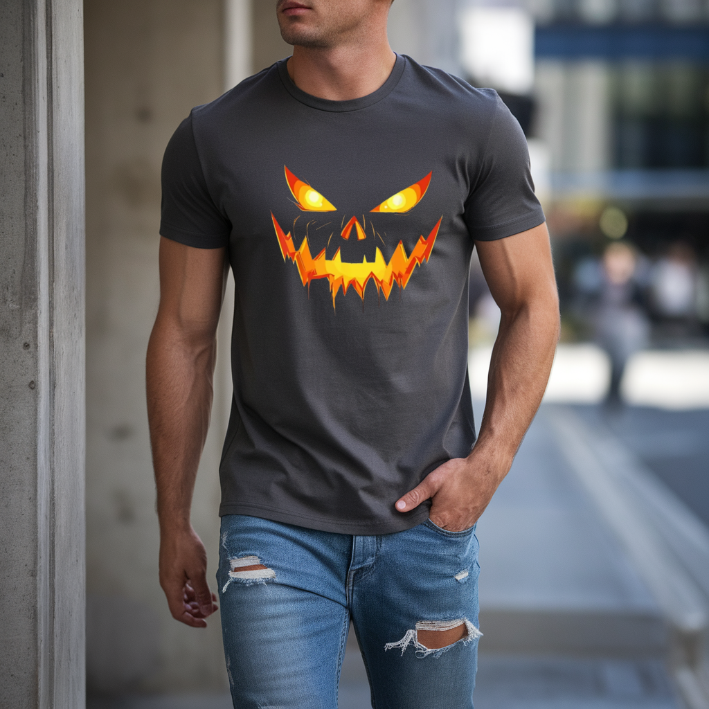 Halloween, jack-o’-lantern, pumpkin face,Cotton Tee