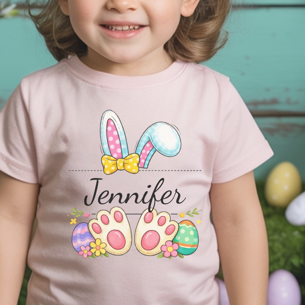 Happy Easter Custom Shirt, Cute Bunny Toddler T-Shirt, Easter Family Trip Shirt, Kids Easter Tee, Personalized Easter Shirt, Bunny Lover Tee