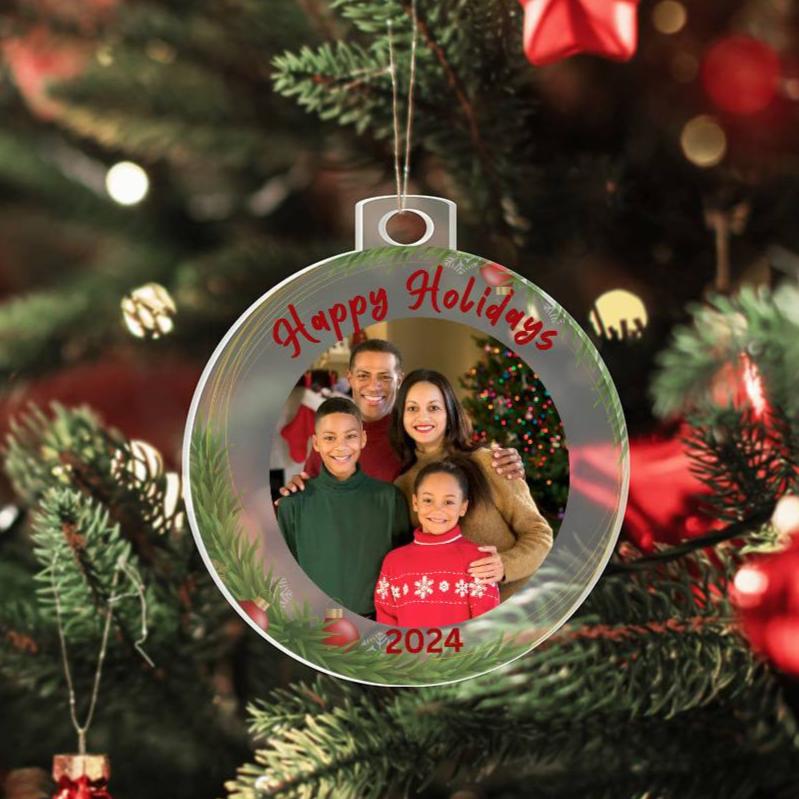 Personalized "Happy Holidays" Photo Acrylic Ornament!