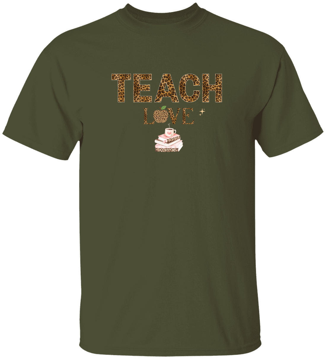 Teach Love Leopard Print Teacher Shirt – Cute Teacher Appreciation T-Shirt, Classroom Gift for Teachers, Back to School Teacher Tee