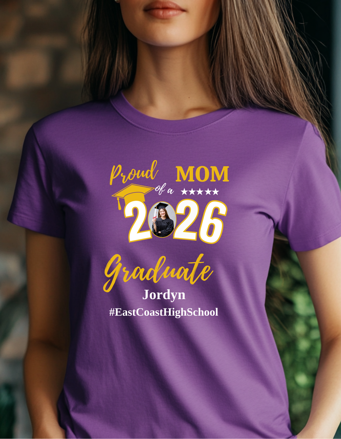 Proud Mom of a 2026 Graduate Shirt, Personalized Graduation Mom/Dad T-Shirt with Photo, Senior Mom/Dad Gift, Custom Graduate Name School Shirt