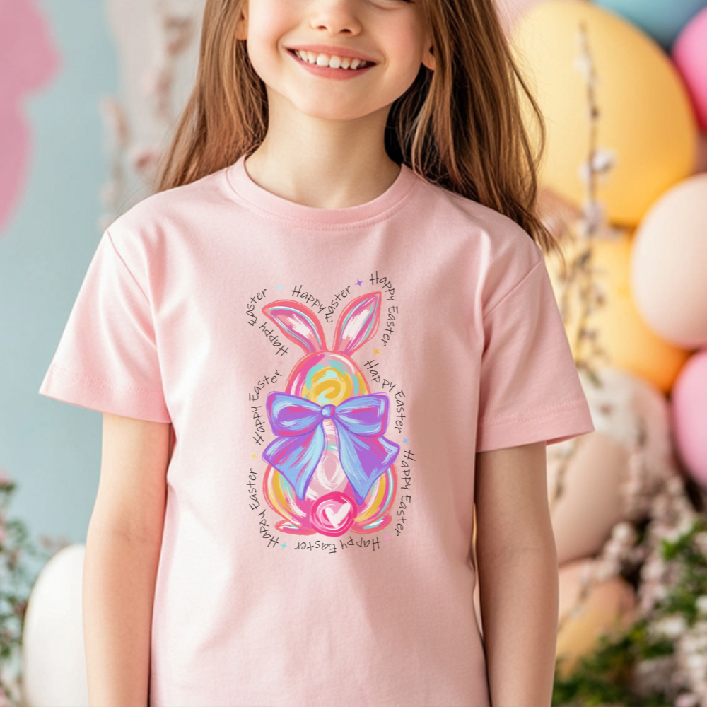Kids Rainbow Bunny Tee, Cute Easter Bunny T-Shirt, Colorful Bunny Design, Soft Cotton Kids Tee, Gift for Kids