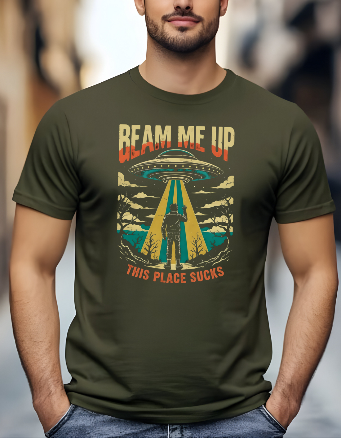 Funny UFO Alien T-Shirt, Sci-Fi Graphic Tee, Gift for Sci-Fi Lovers, Alien Abduction T-Shirt, Graphic Novelty Shirt