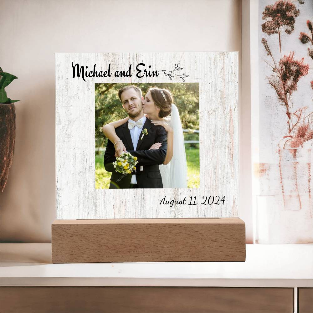 Personalized Wedding Photo Frame |  Acrylic Square Plaque