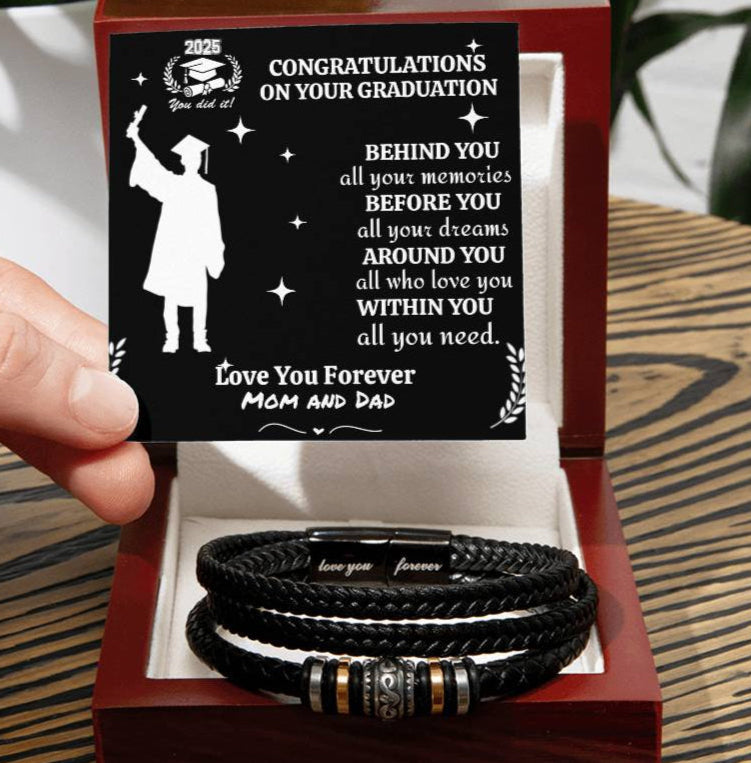 Personalized To My Son "Congrats on Your Graduation Day" Men's Love You Forever Bracelet