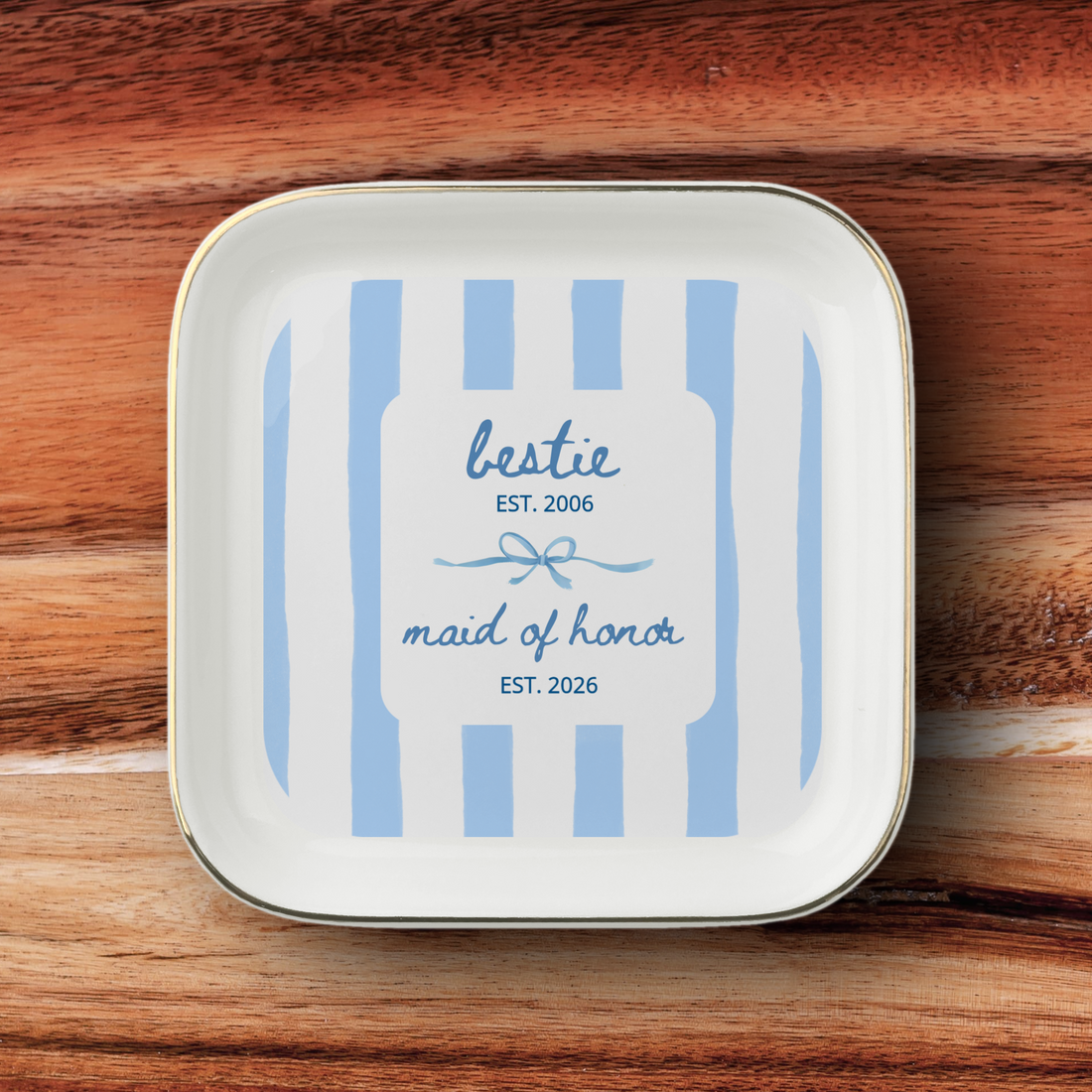 Personalized Bestie & Maid of Honor Jewelry Dish – Custom Friendship Year Gift
