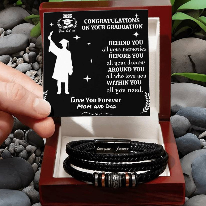 Personalized To My Son "Congrats on Your Graduation Day" Men's Love You Forever Bracelet