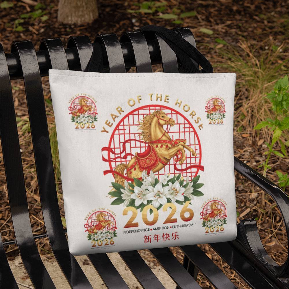 Year of the Horse Tote Bag, 2026 Zodiac Lunar New Year Keepsake!
