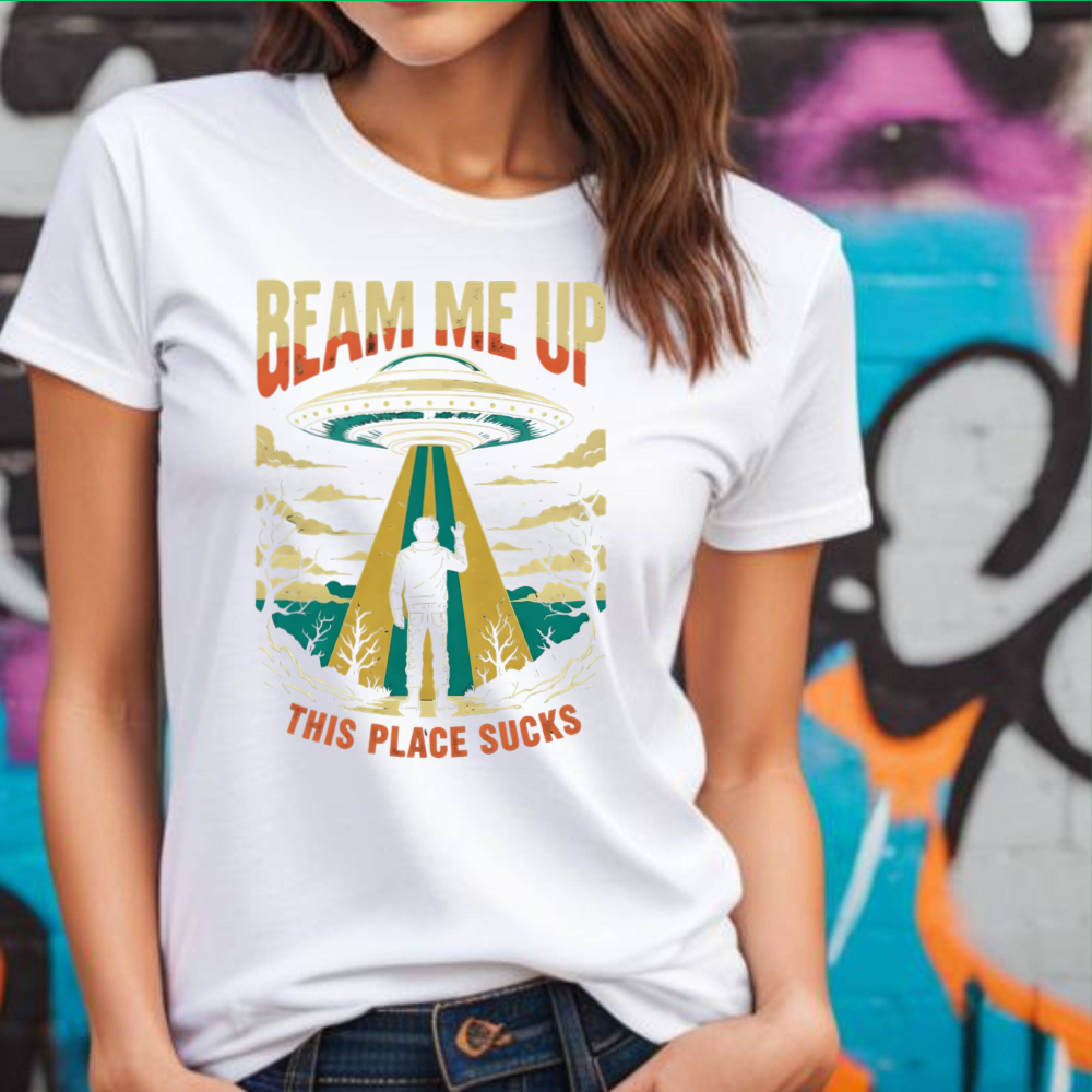 Funny UFO Alien T-Shirt, Sci-Fi Graphic Tee, Gift for Sci-Fi Lovers, Alien Abduction T-Shirt, Graphic Novelty Shirt