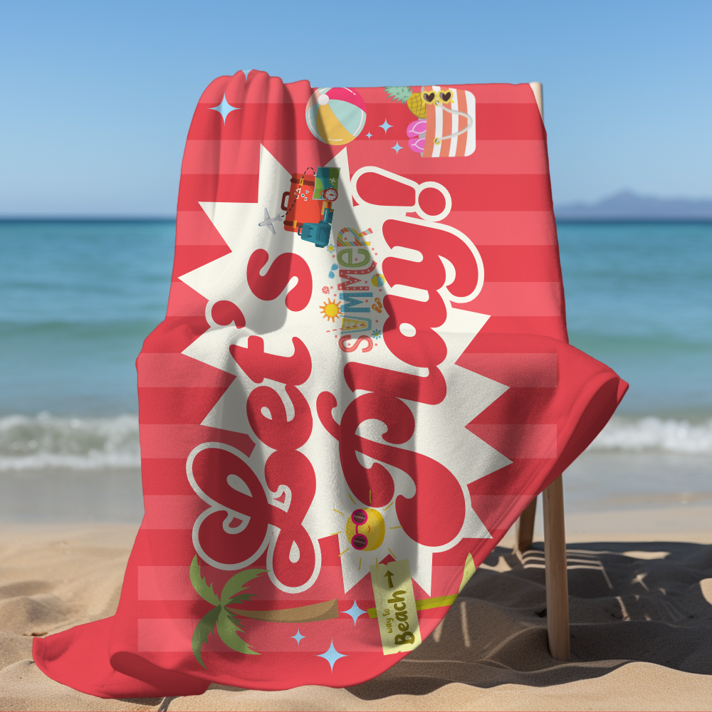 Retro Let's Play Summer Fun Beach Towel